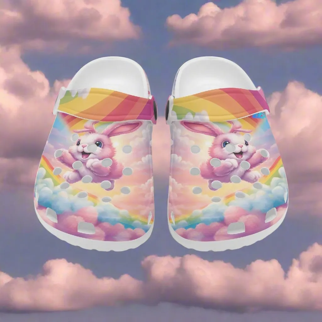 Flying Pink Bunny Rabbits Rok-Clogs