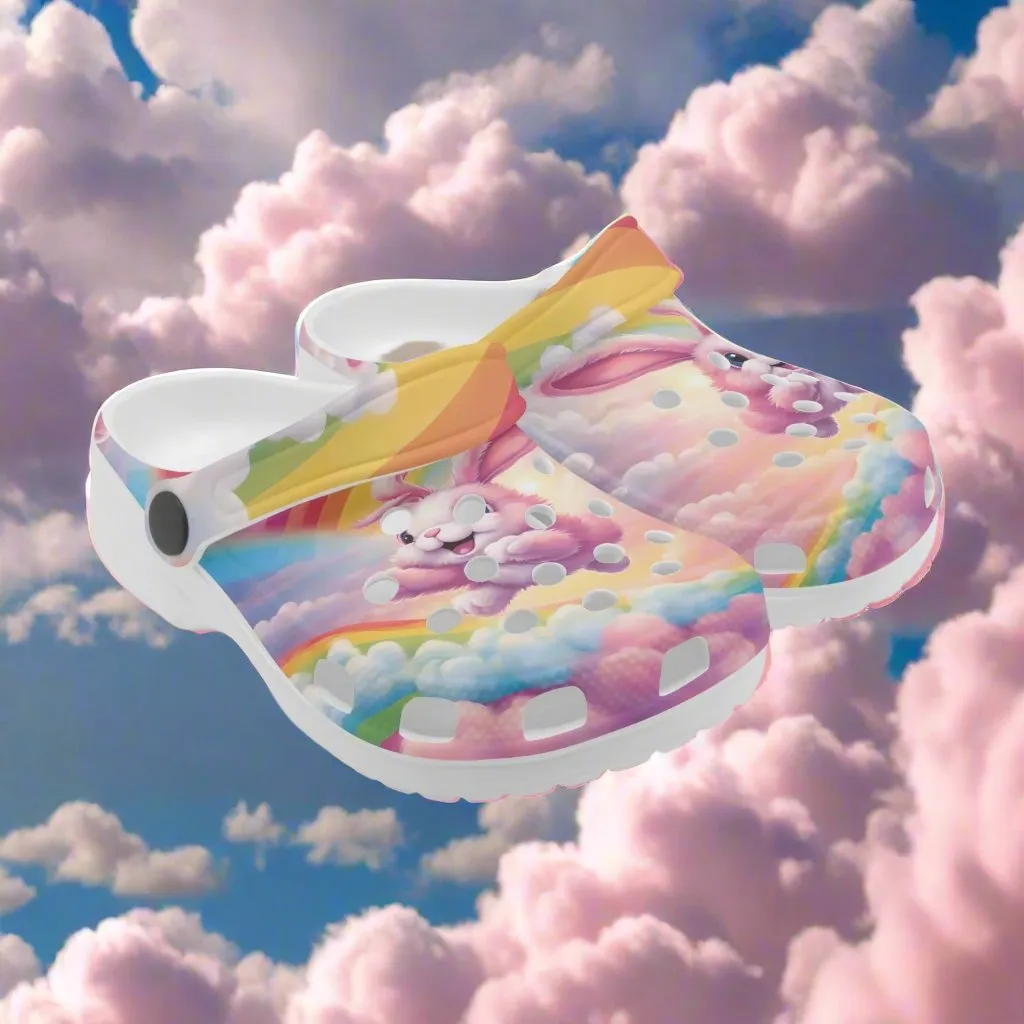 Flying Pink Bunny Rabbits Rok-Clogs
