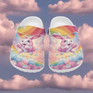Flying Pink Bunny Rabbits Rok-Clogs