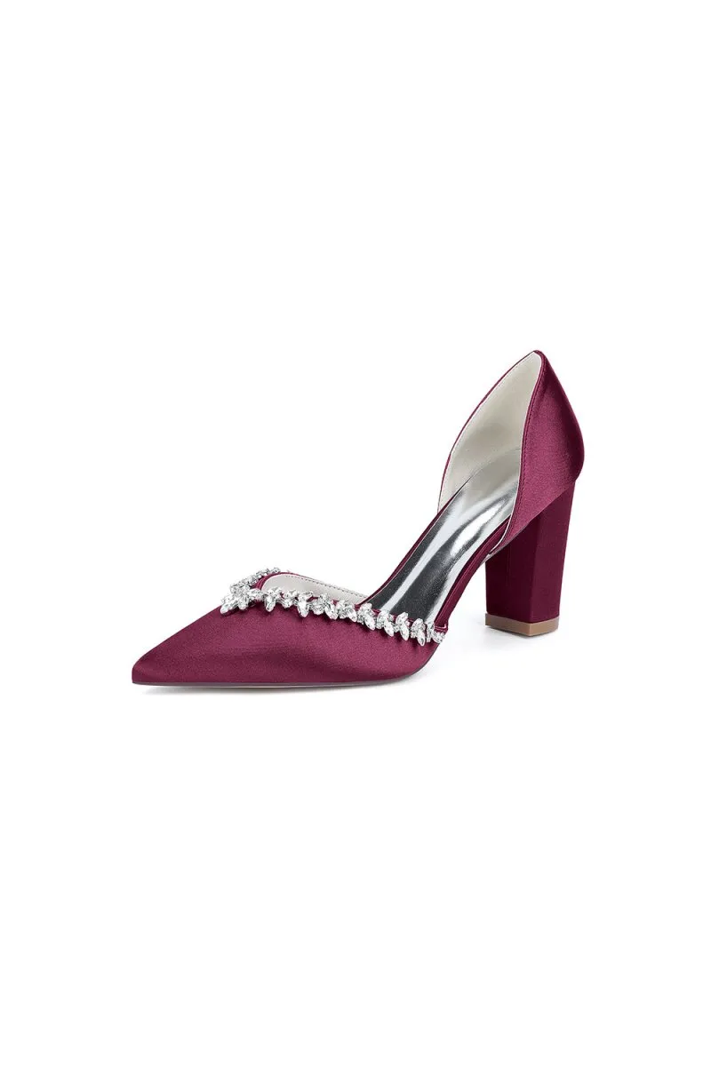Fuchsia High Heels with Sparkling Crystal Embellishments