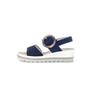 GABOR 64.645.10 NUBUCK BLUE WEDGE SANDAL