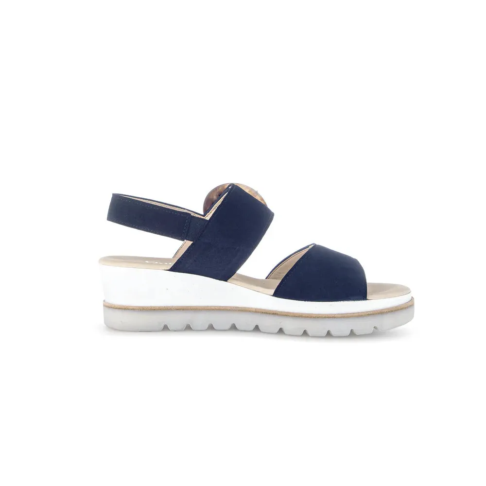 GABOR 64.645.10 NUBUCK BLUE WEDGE SANDAL