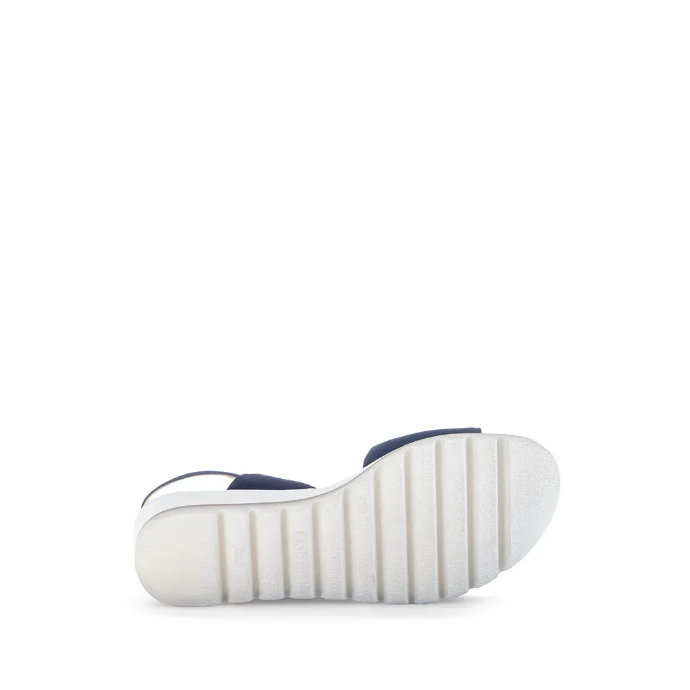 GABOR 64.645.10 NUBUCK BLUE WEDGE SANDAL
