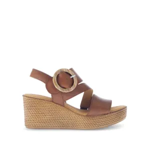 Gabor High Wedge Leather Sandal Camel