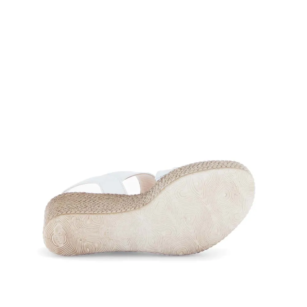 Gabor High Wedge Leather Sandal White