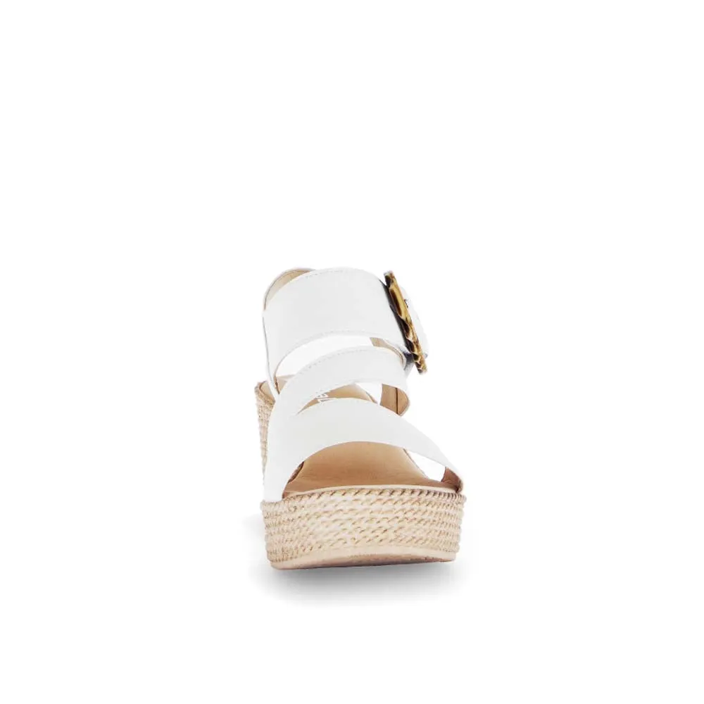 Gabor High Wedge Leather Sandal White