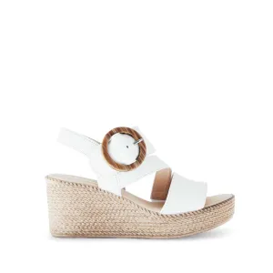 Gabor High Wedge Leather Sandal White