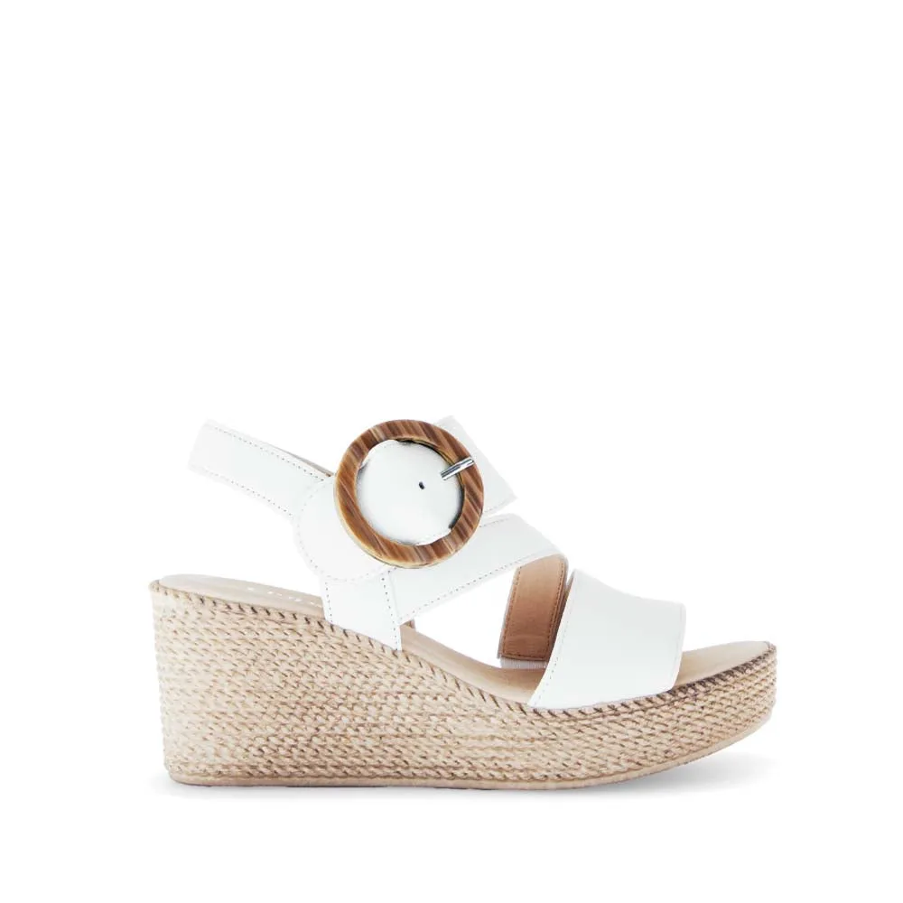 Gabor High Wedge Leather Sandal White