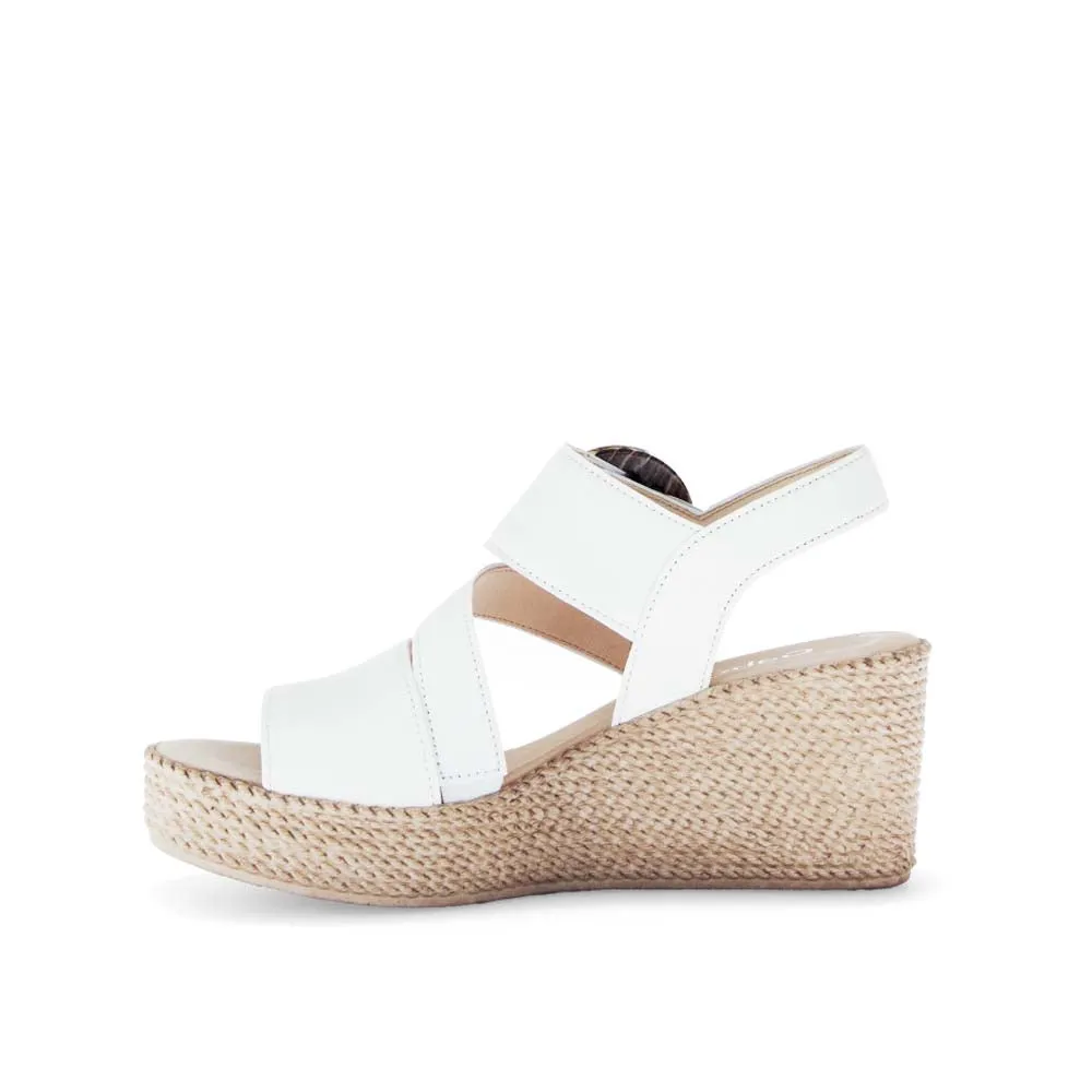 Gabor High Wedge Leather Sandal White