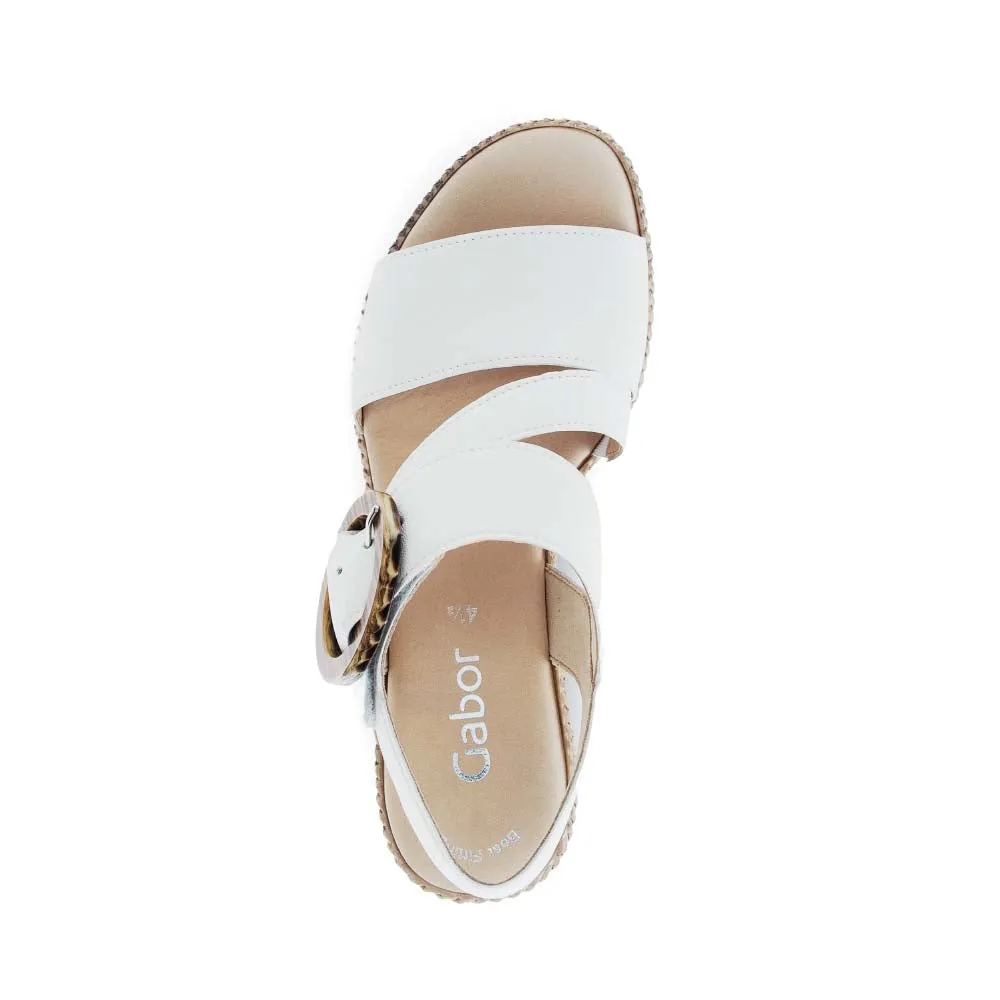 Gabor High Wedge Leather Sandal White
