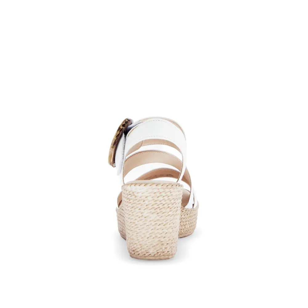 Gabor High Wedge Leather Sandal White