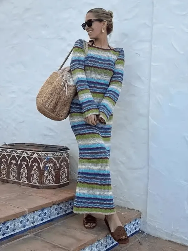 GYPSY GIRL - Striped Knit Dress