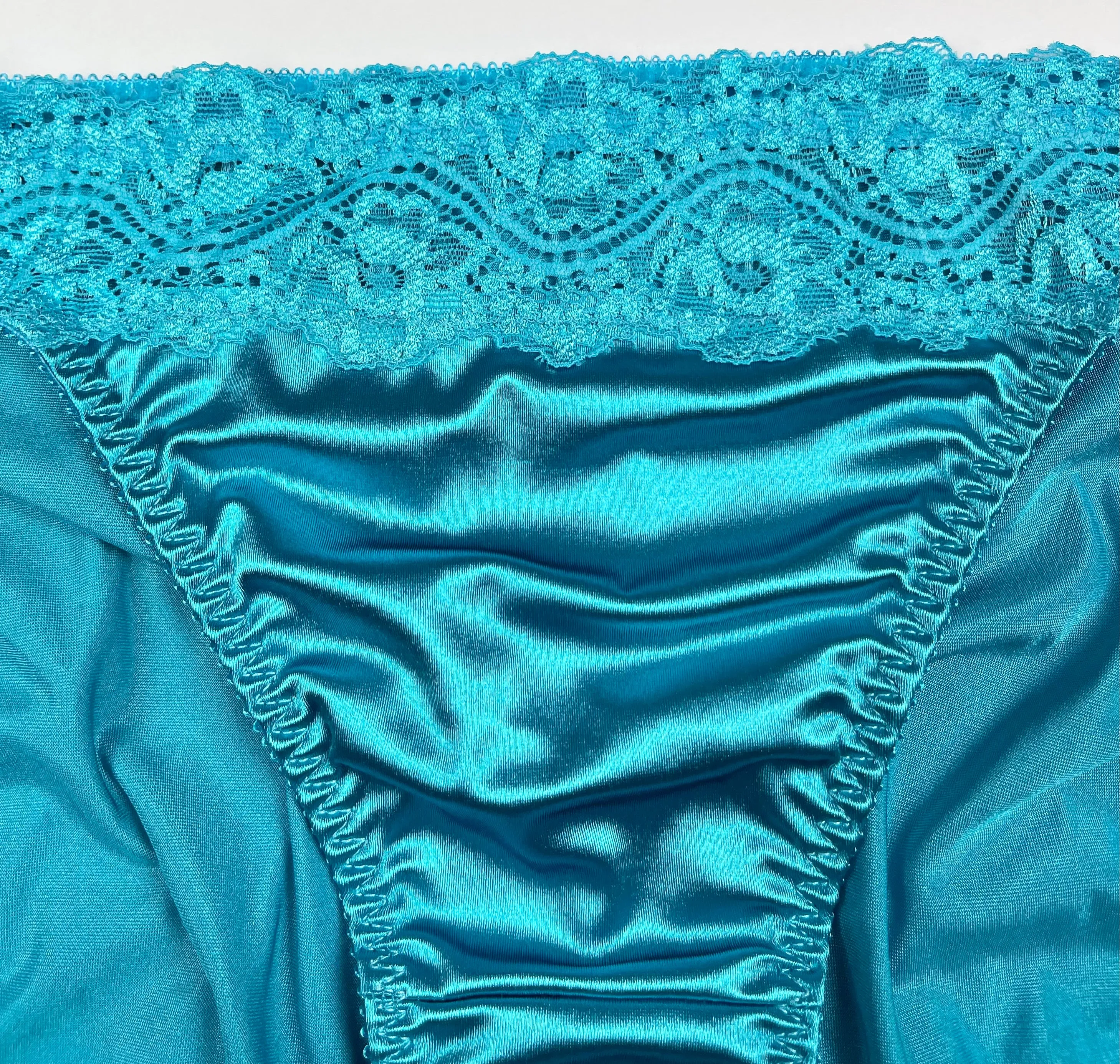 High Leg Satin and Lace Panty