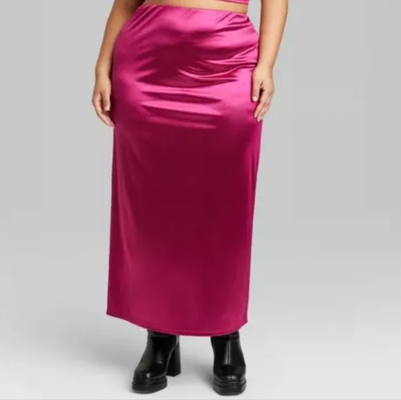High Shine Satin Feel Skirt Set