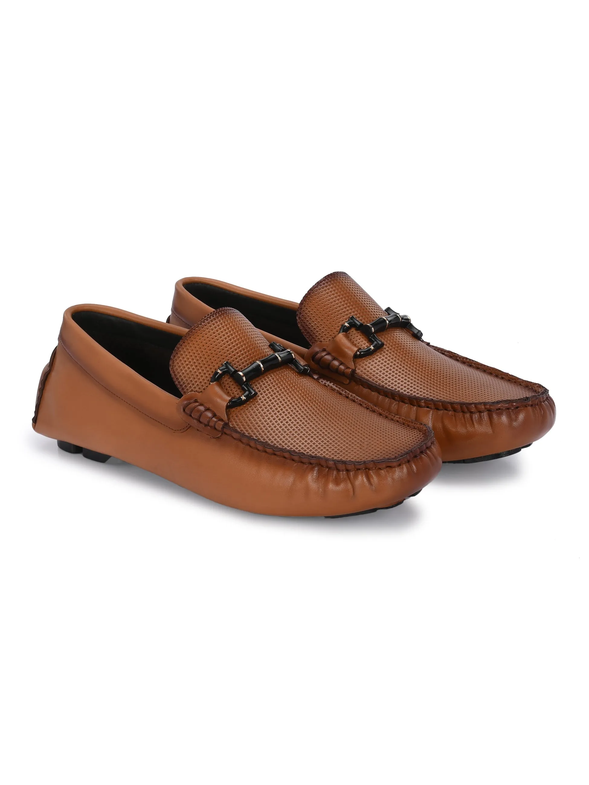 HITZ Men's Tan Leather Casual Loafers