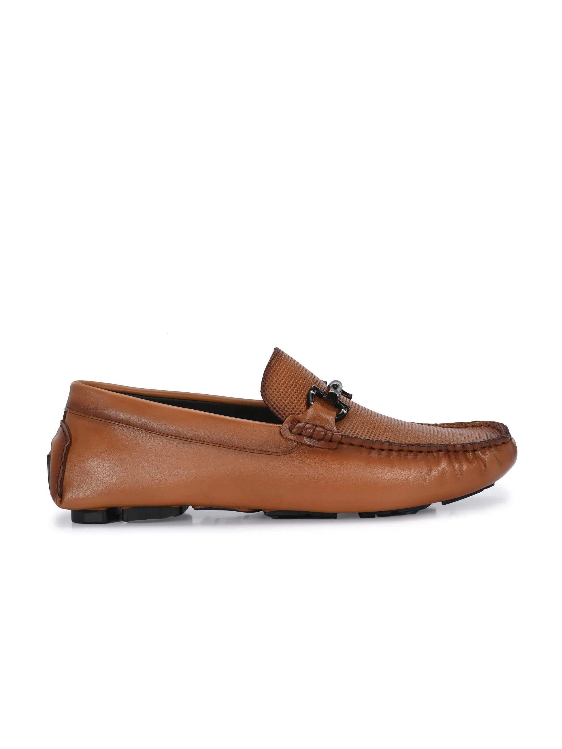 HITZ Men's Tan Leather Casual Loafers