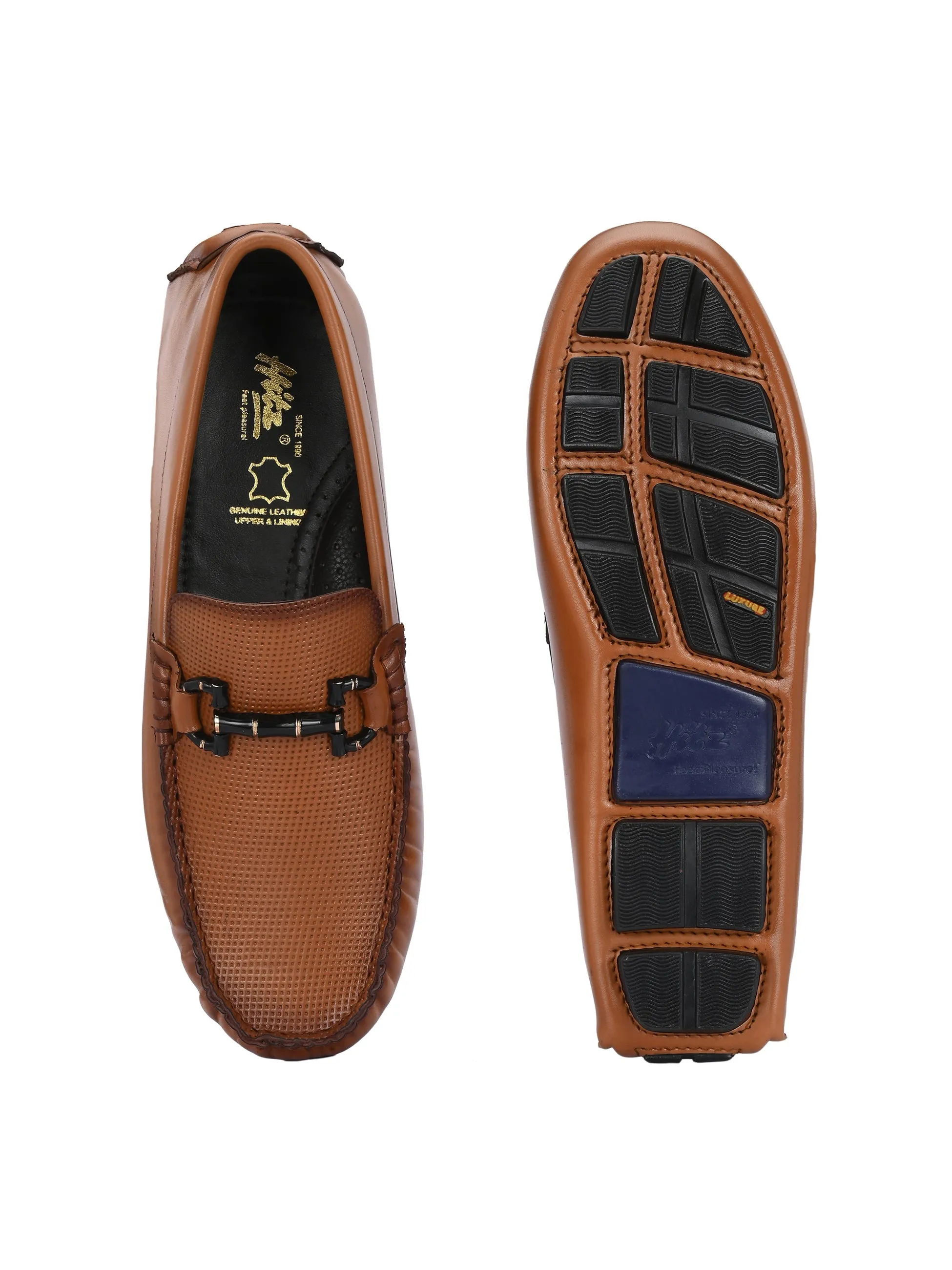 HITZ Men's Tan Leather Casual Loafers