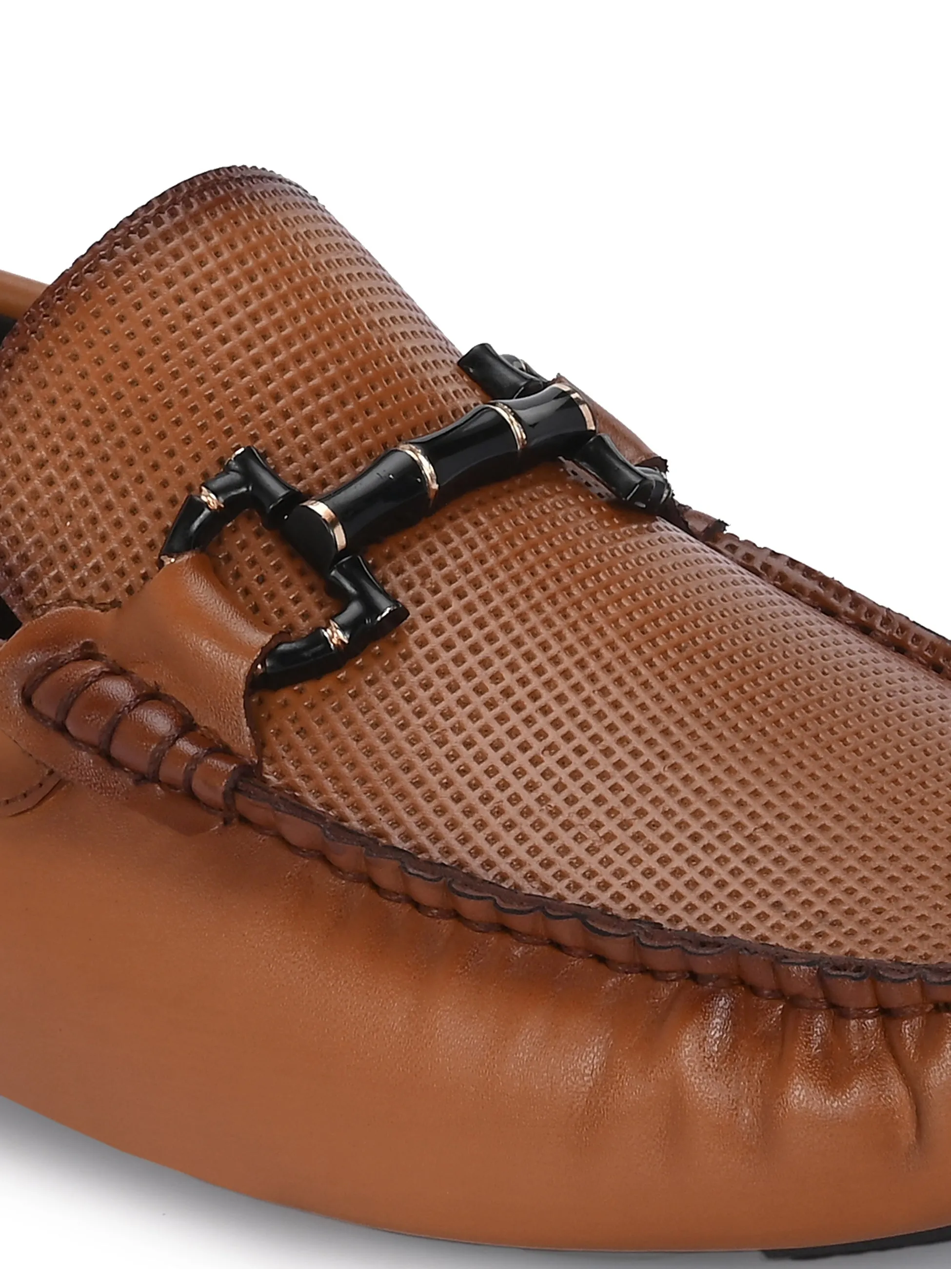 HITZ Men's Tan Leather Casual Loafers
