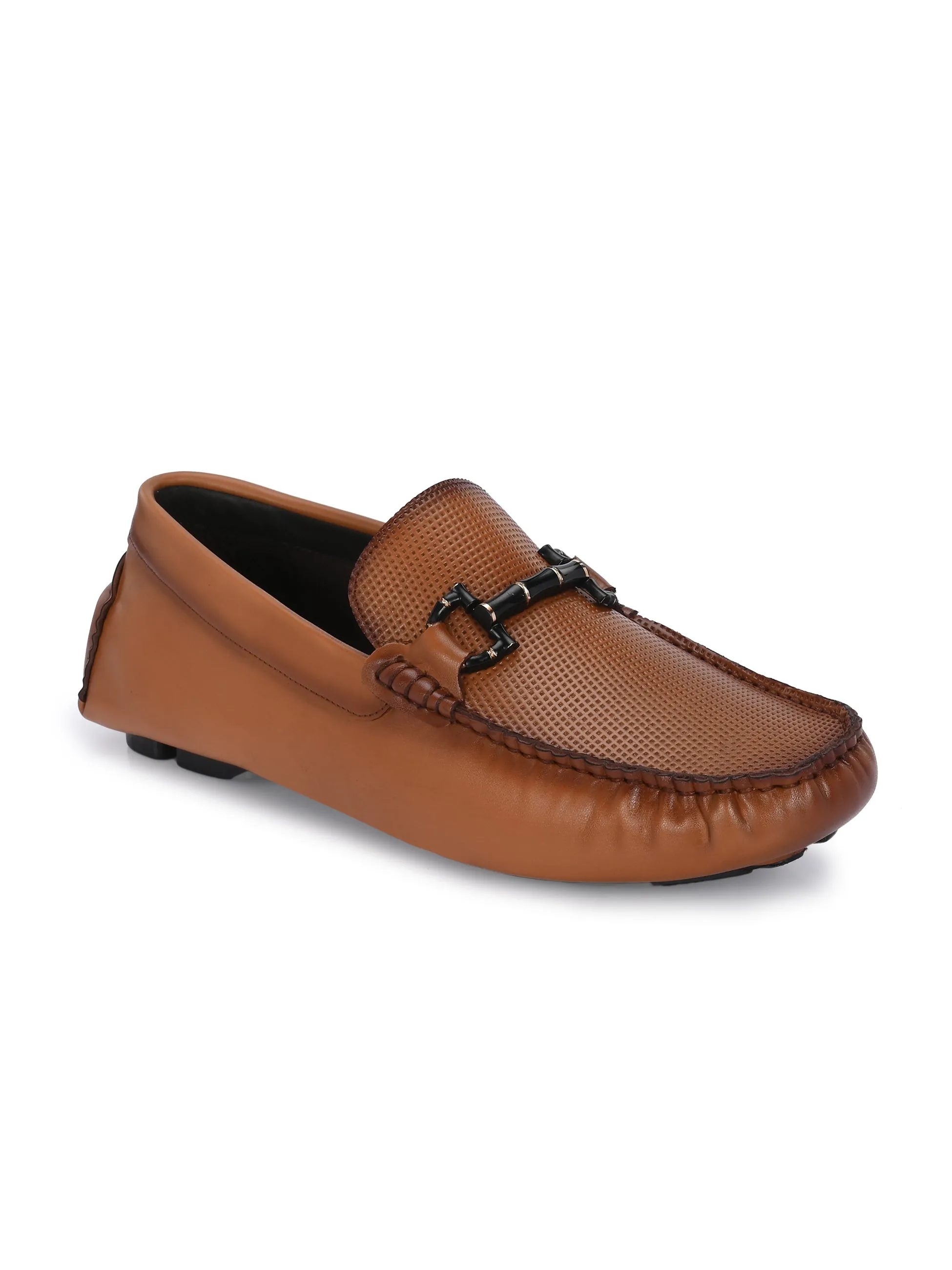HITZ Men's Tan Leather Casual Loafers