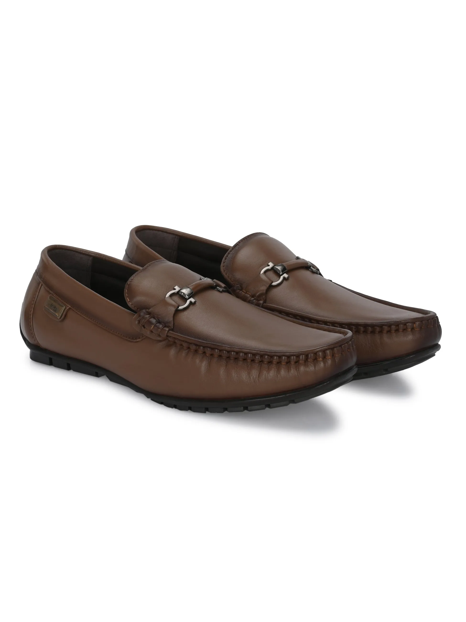 Hitz Men's Tan Leather Casual loafers