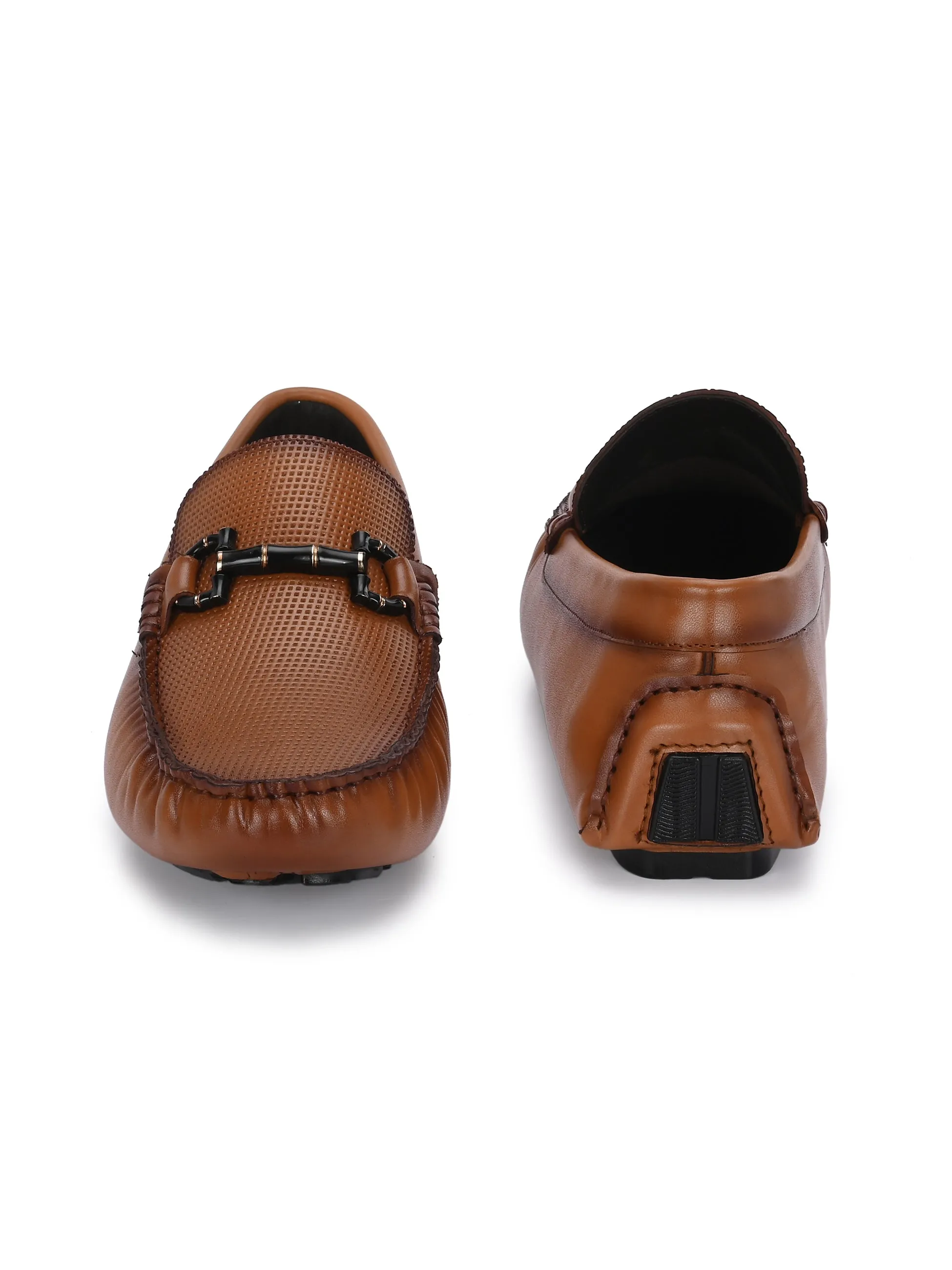 HITZ Men's Tan Leather Casual Loafers