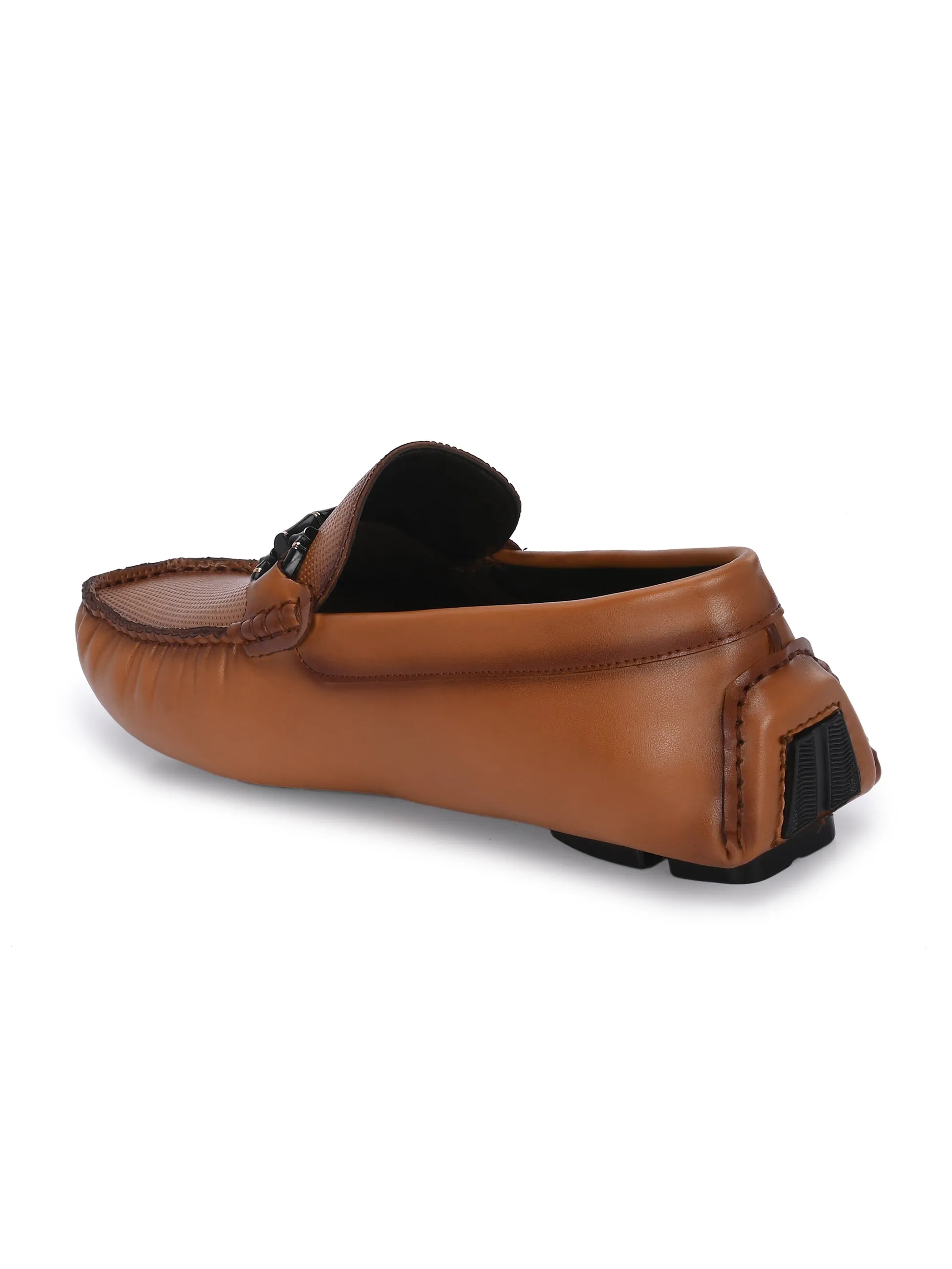 HITZ Men's Tan Leather Casual Loafers