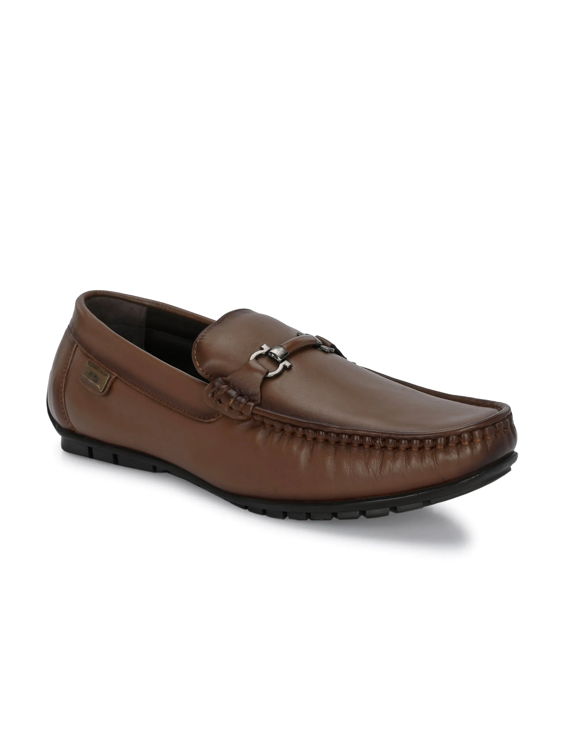 Hitz Men's Tan Leather Casual loafers