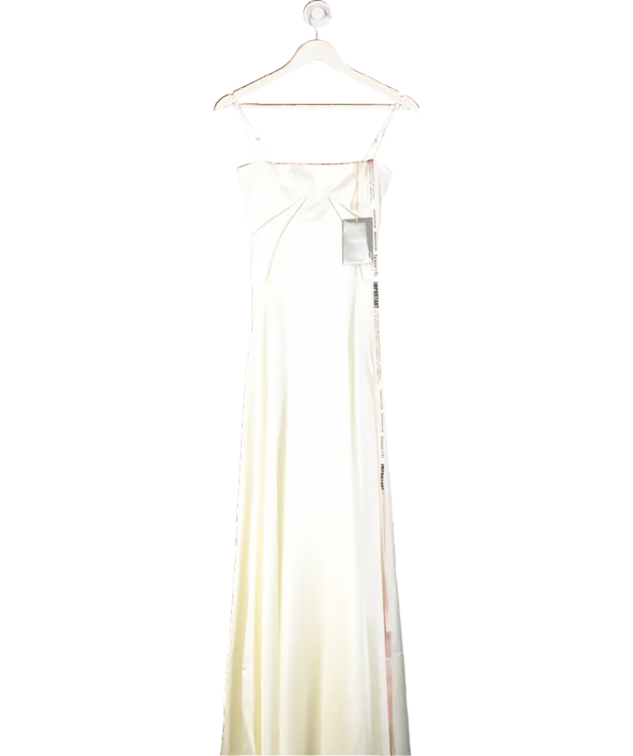 House of CB Cream Anabella Lace-up Satin Gown In Ivory UK XS