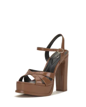 Jessica Simpson Women's Giddings Block Heel Platform Sandal Heeled, Caramel, 10