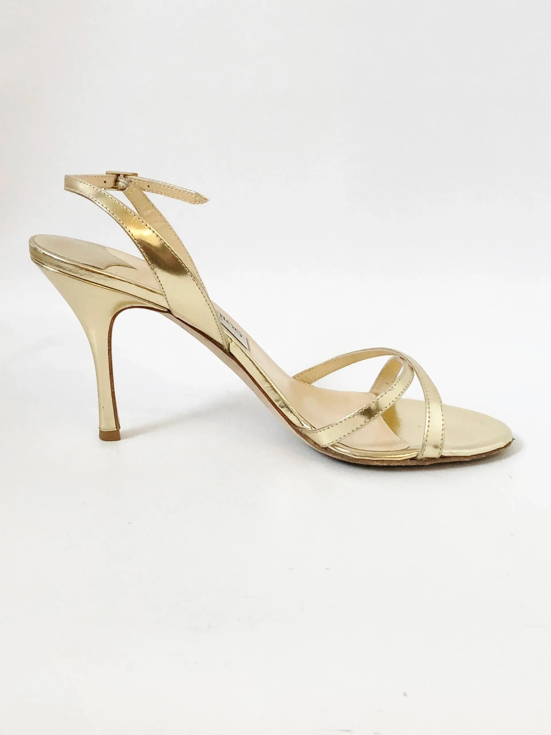 Jimmy Choo Gold Metallic Slingback Sandal Size 40 It (10 Us)