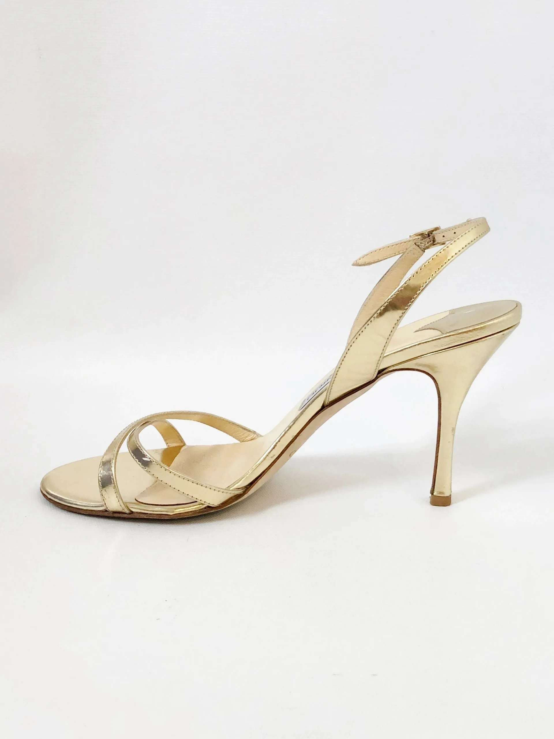 Jimmy Choo Gold Metallic Slingback Sandal Size 40 It (10 Us)