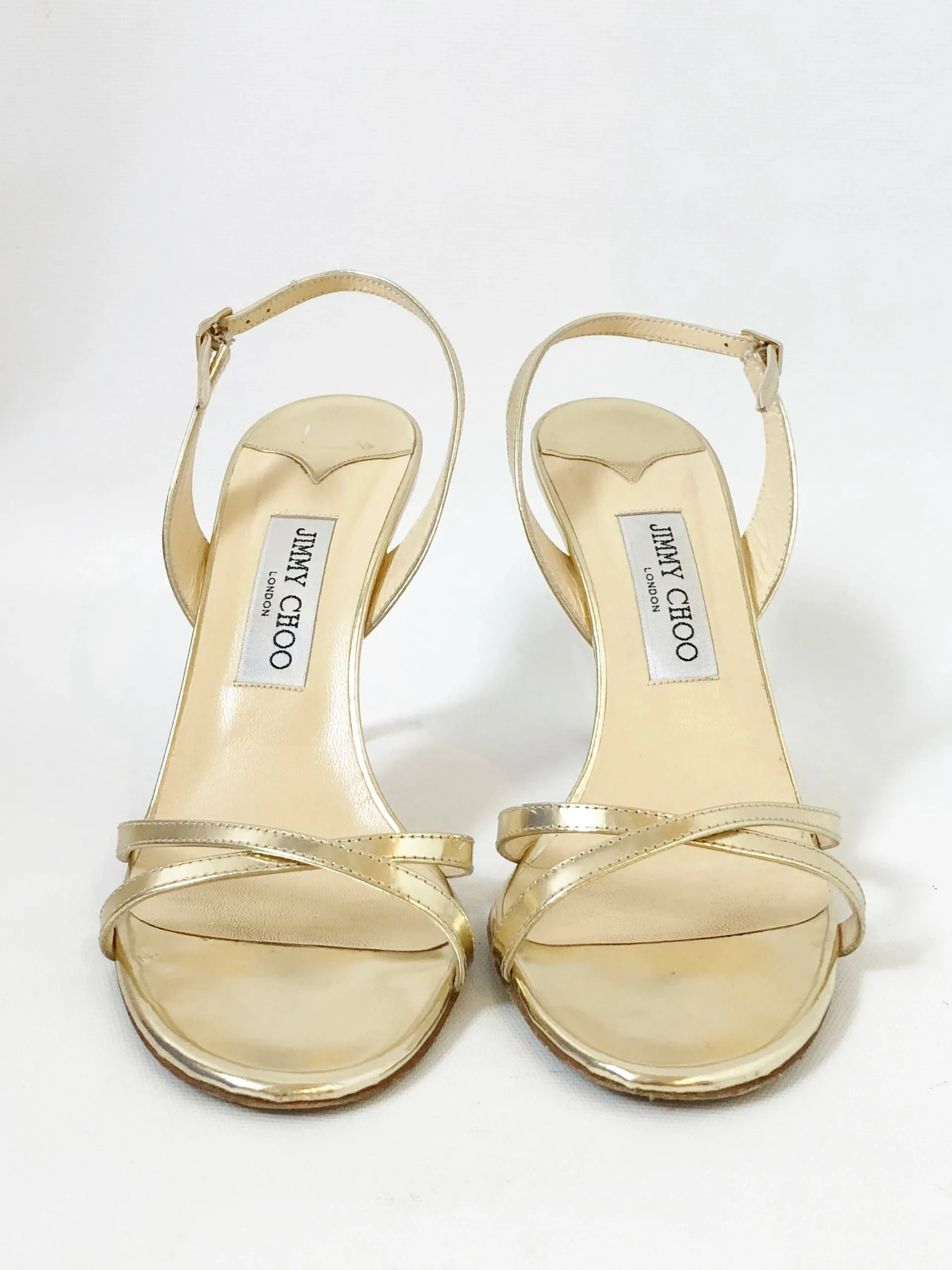 Jimmy Choo Gold Metallic Slingback Sandal Size 40 It (10 Us)