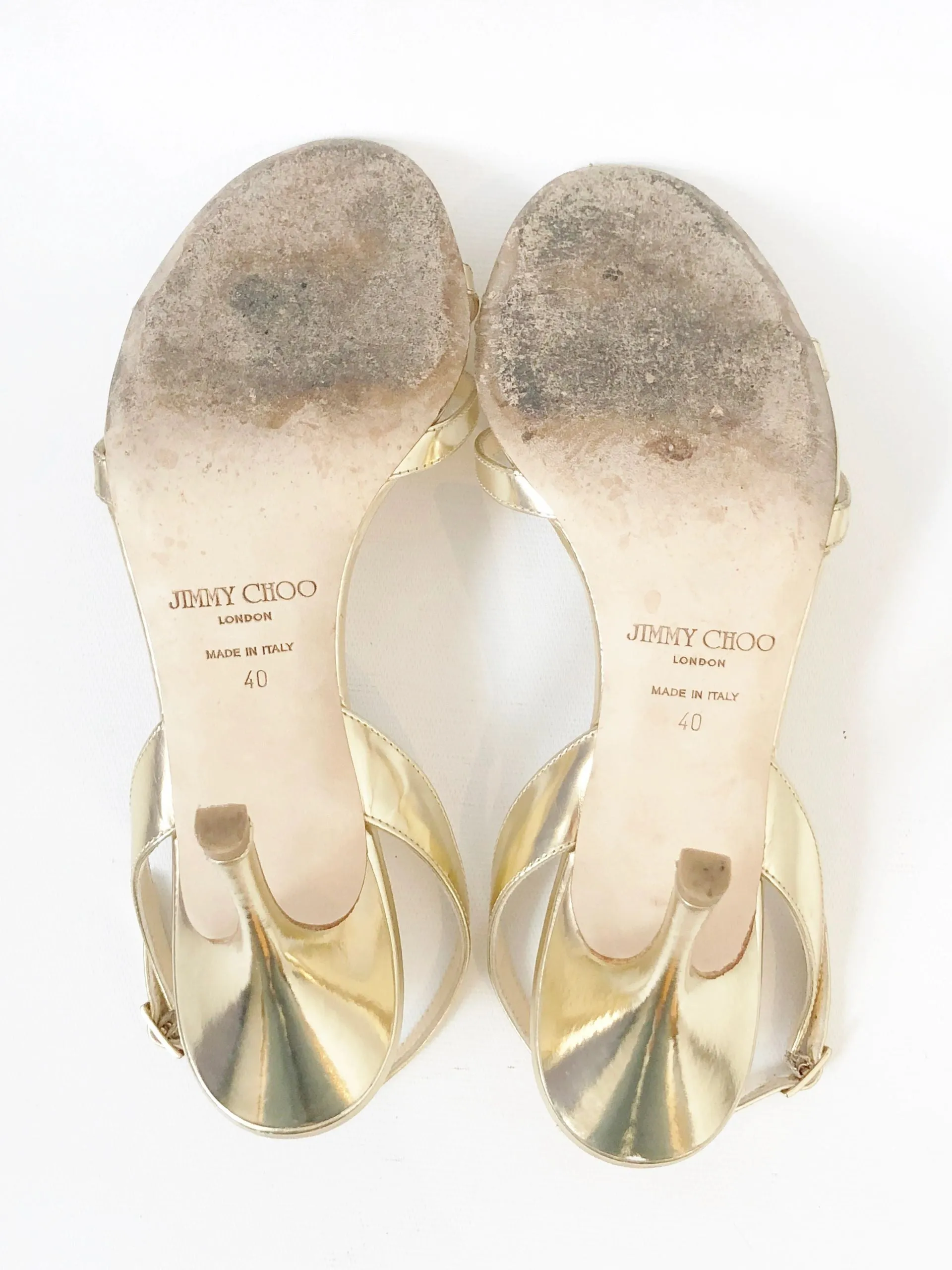 Jimmy Choo Gold Metallic Slingback Sandal Size 40 It (10 Us)