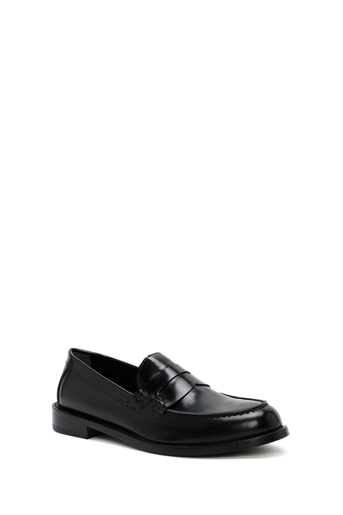Kadın Siyah Deri Maskülen Loafer