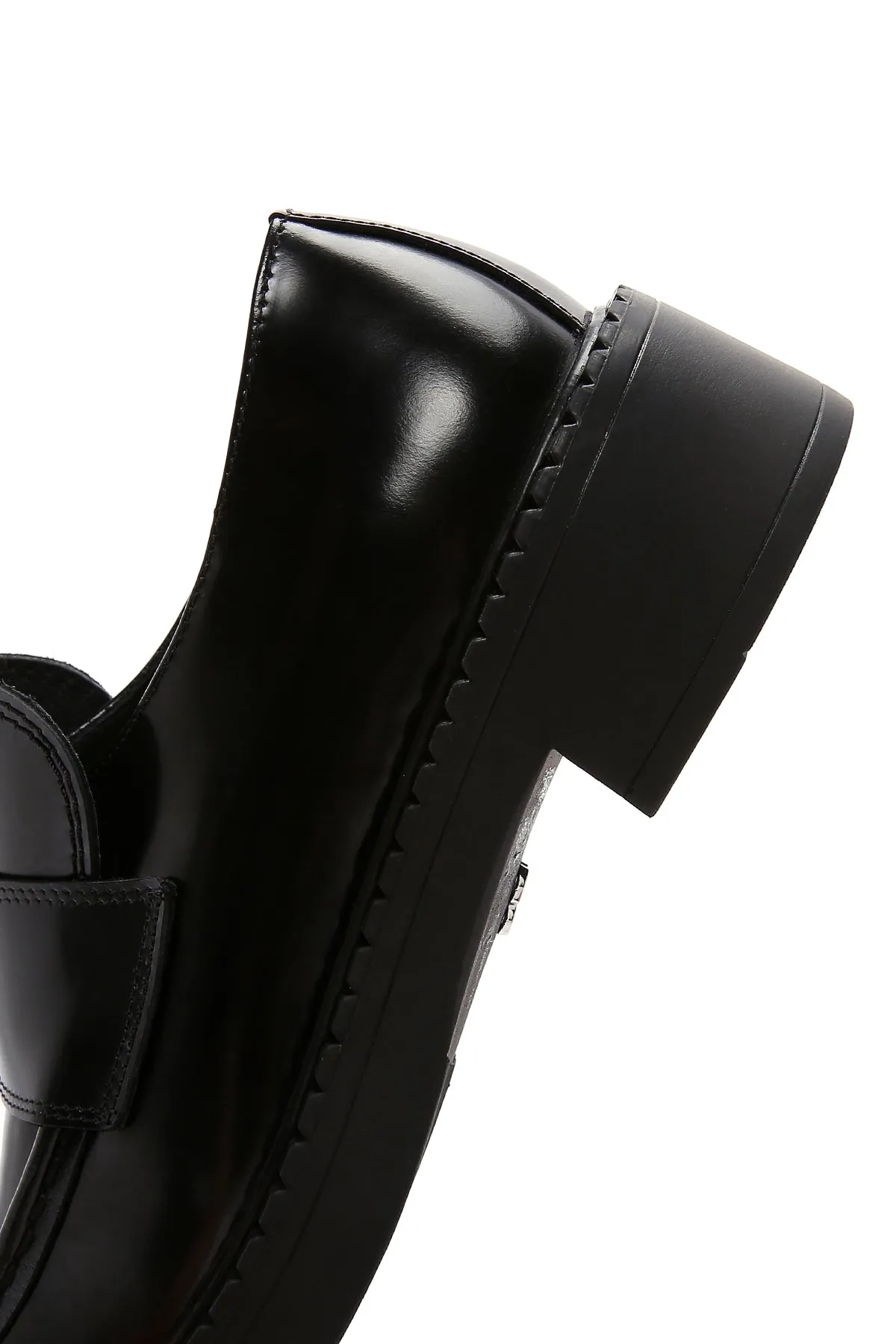 Kadın Siyah Deri Maskülen Loafer