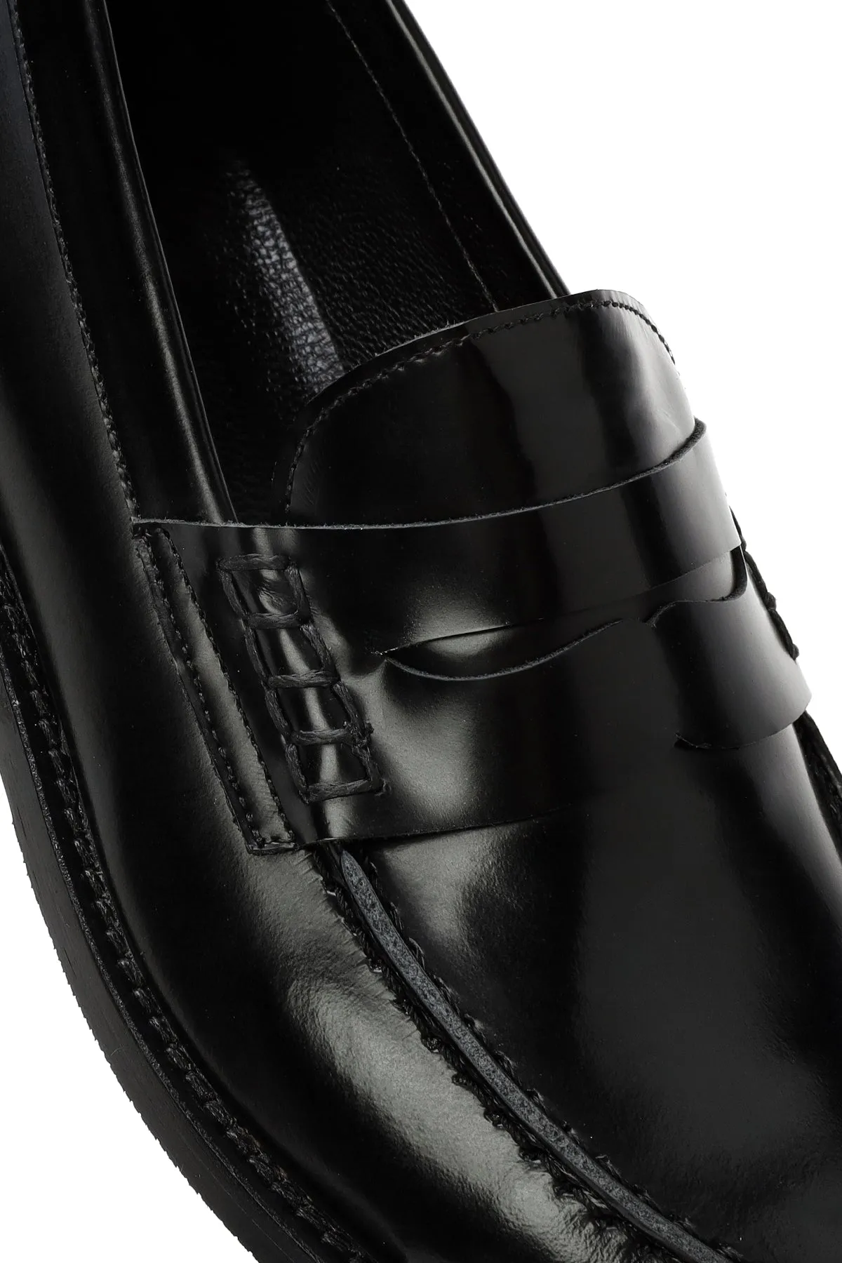 Kadın Siyah Deri Maskülen Loafer