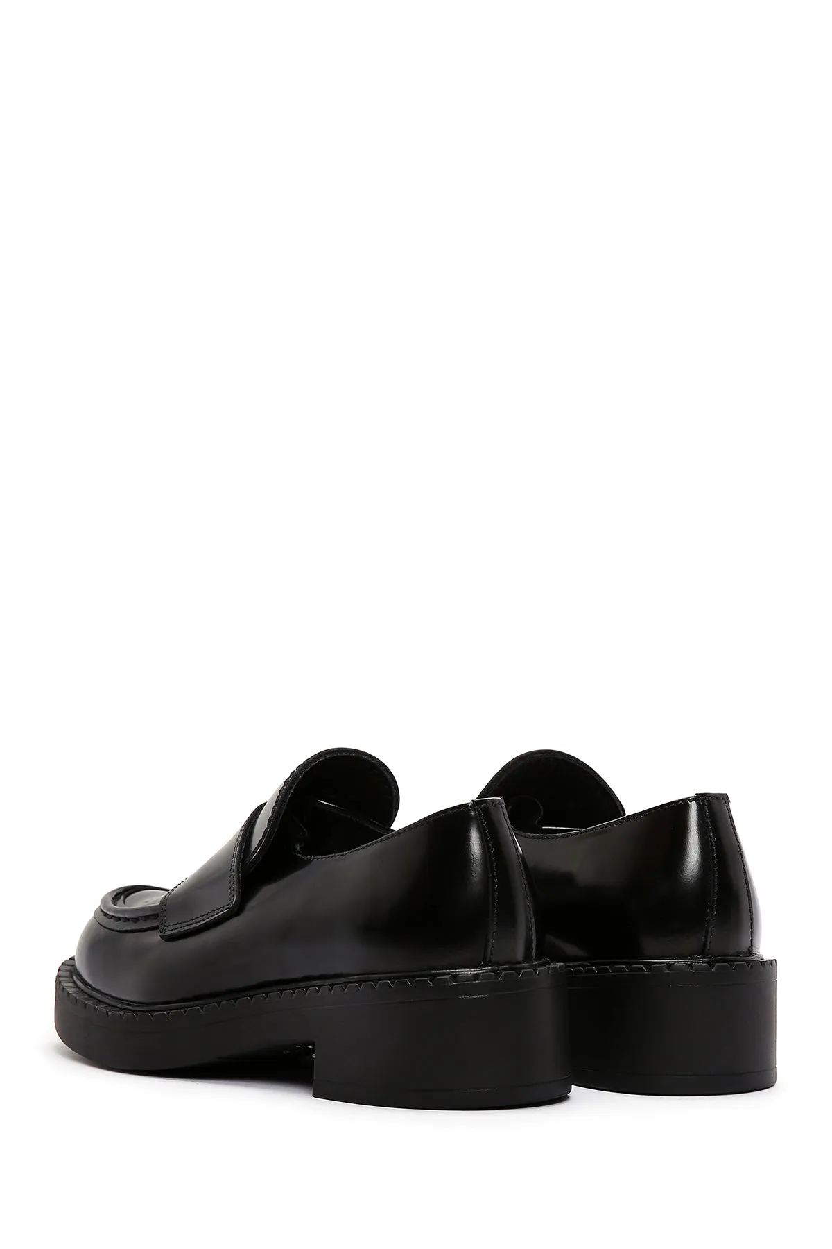 Kadın Siyah Deri Maskülen Loafer