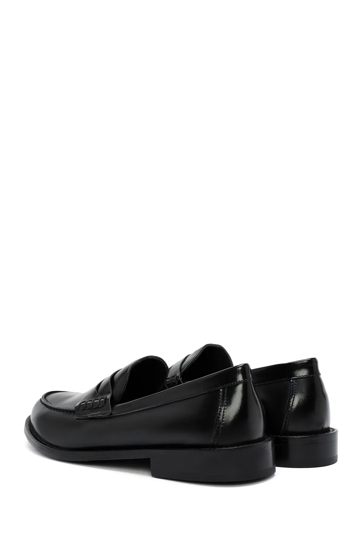 Kadın Siyah Deri Maskülen Loafer