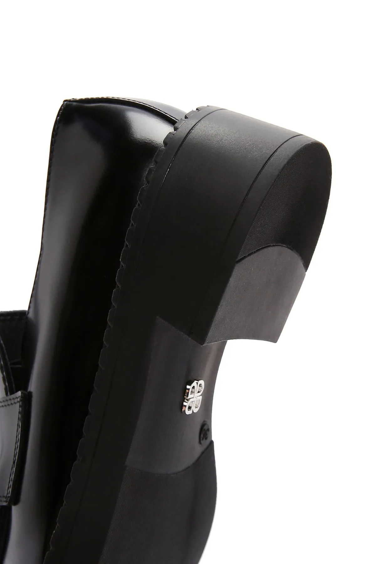 Kadın Siyah Deri Maskülen Loafer