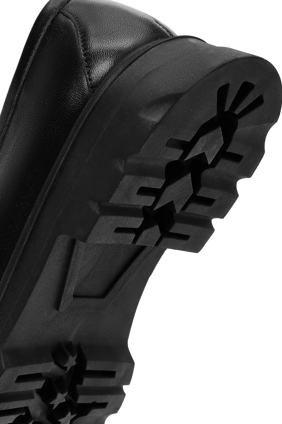 Kadın Siyah Deri Maskülen Loafer