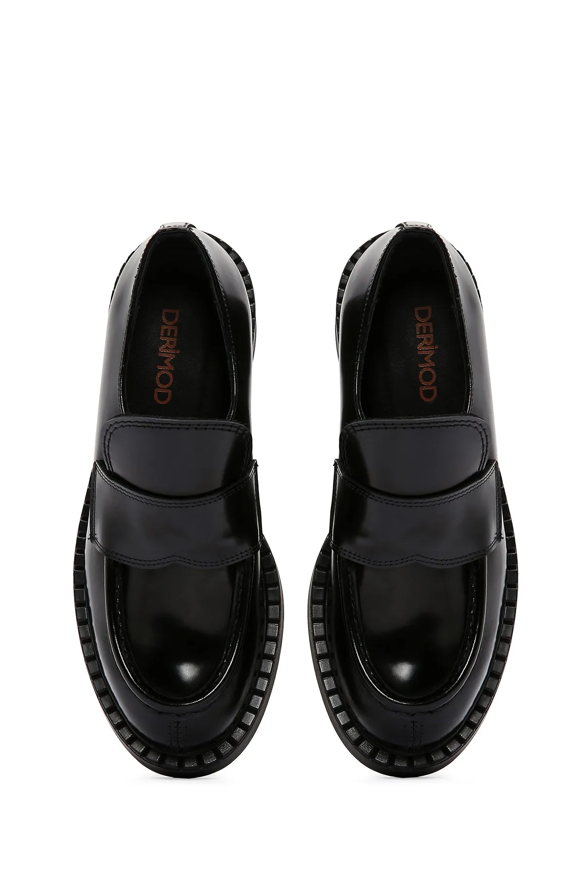 Kadın Siyah Deri Maskülen Loafer