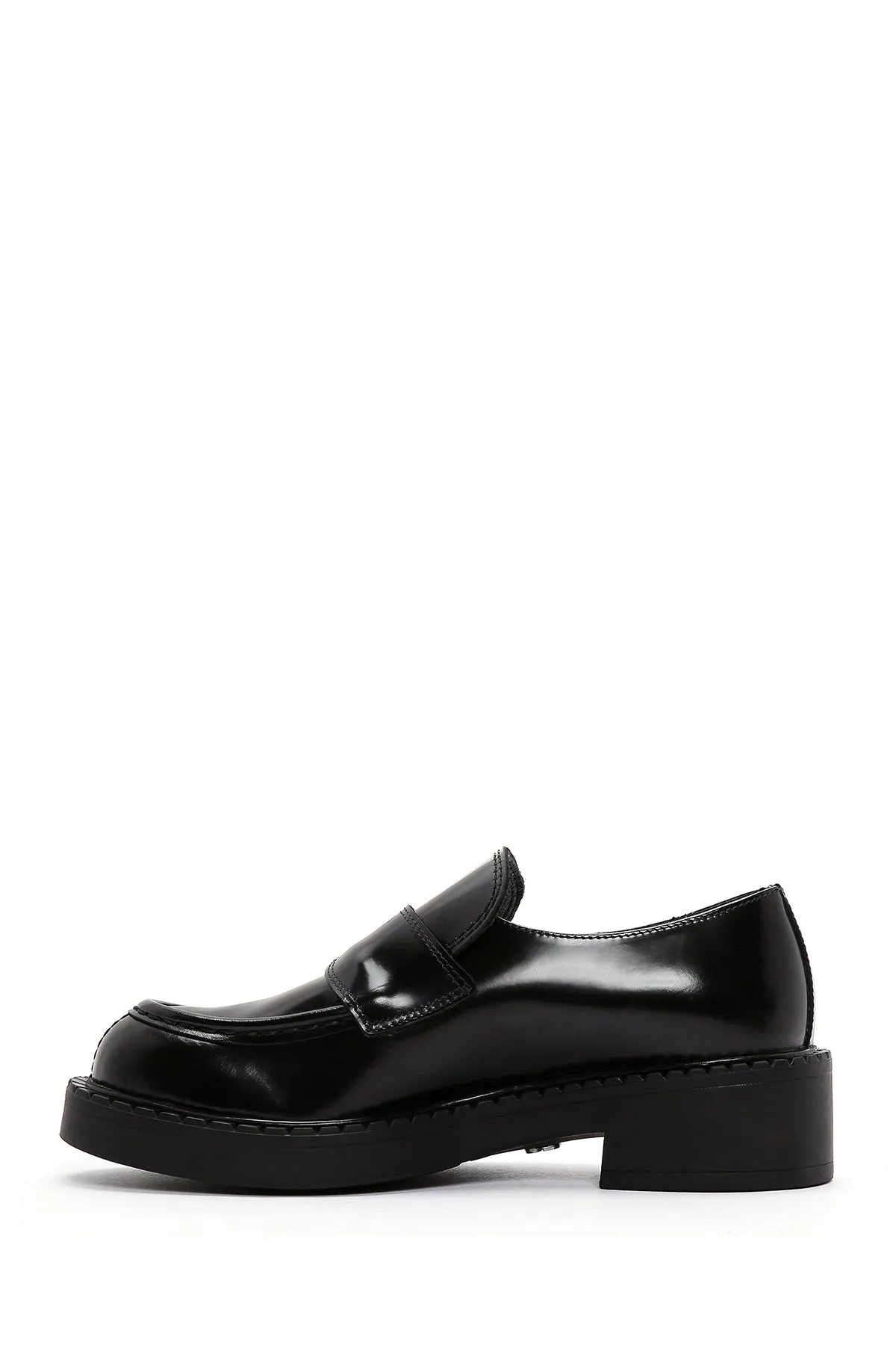 Kadın Siyah Deri Maskülen Loafer