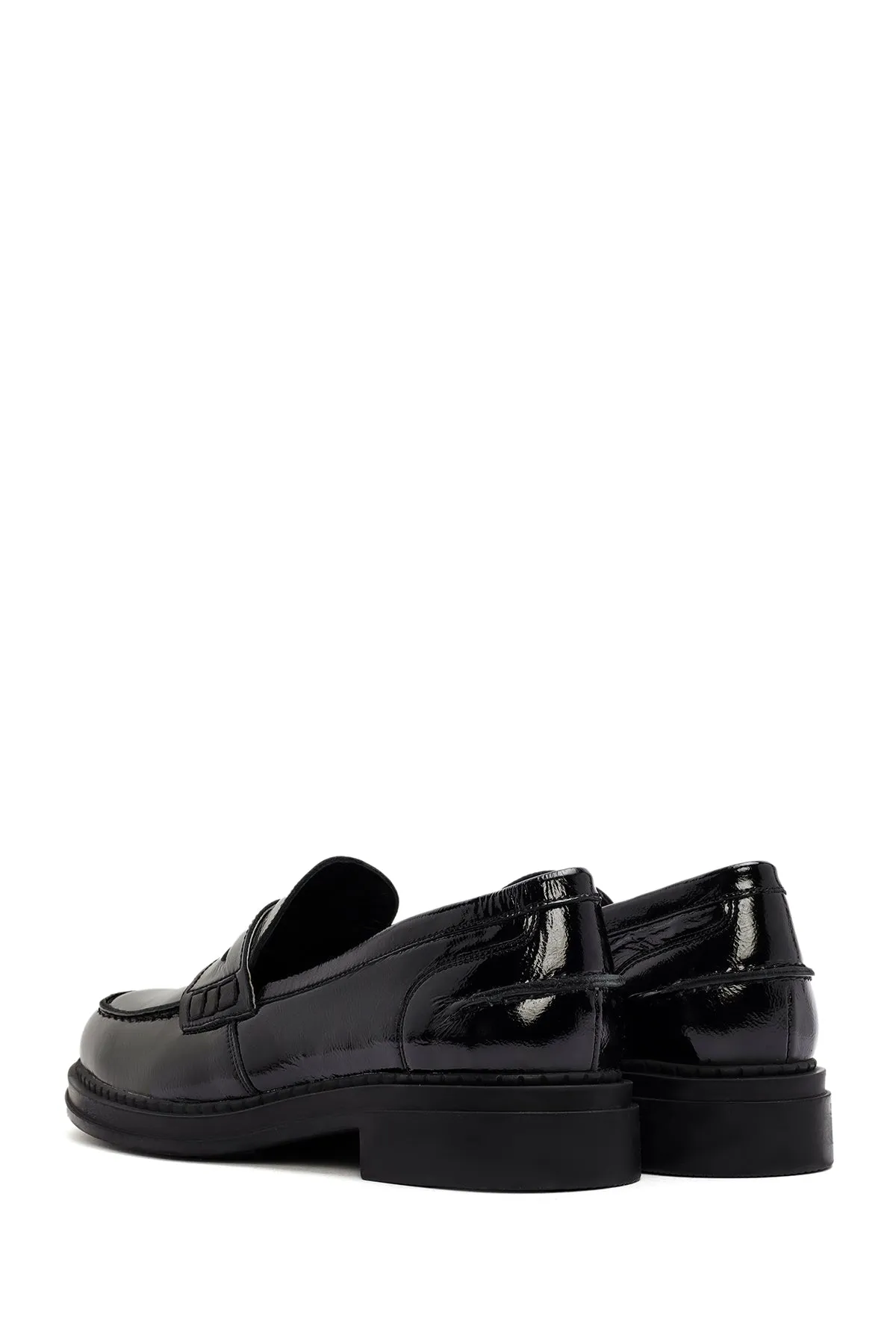 Kadın Siyah Rugan Deri Maskülen Loafer