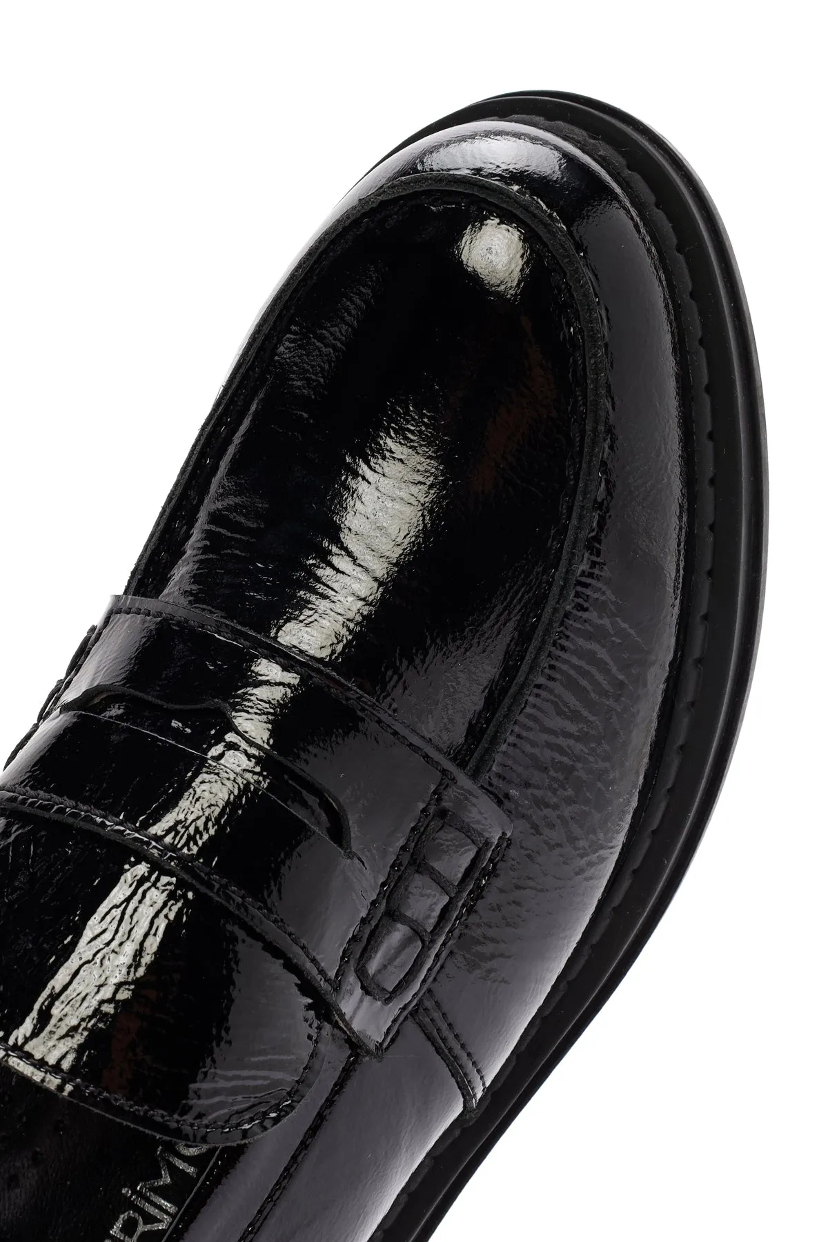 Kadın Siyah Rugan Deri Maskülen Loafer