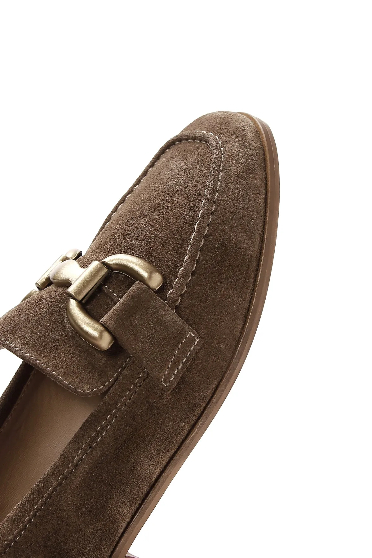 Kadın Taba Toka Detaylı Süet Deri Loafer
