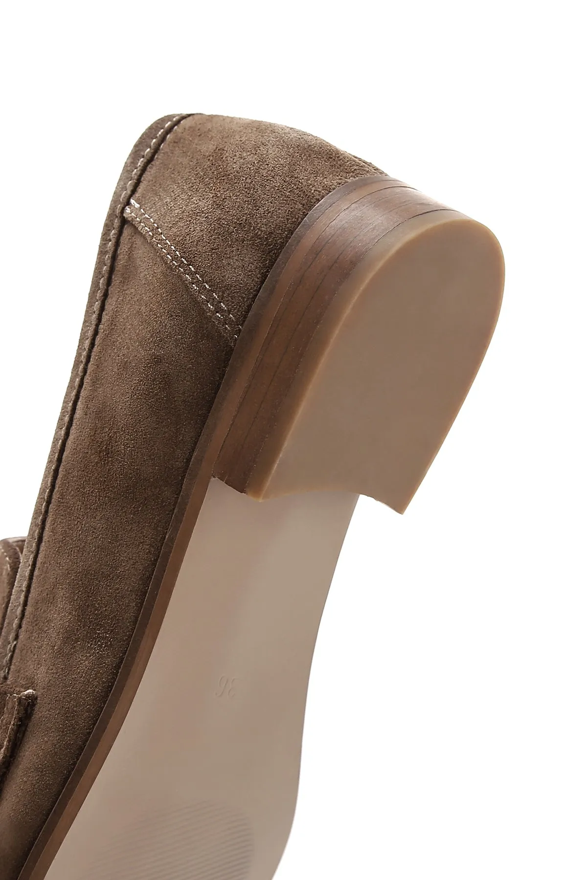 Kadın Taba Toka Detaylı Süet Deri Loafer