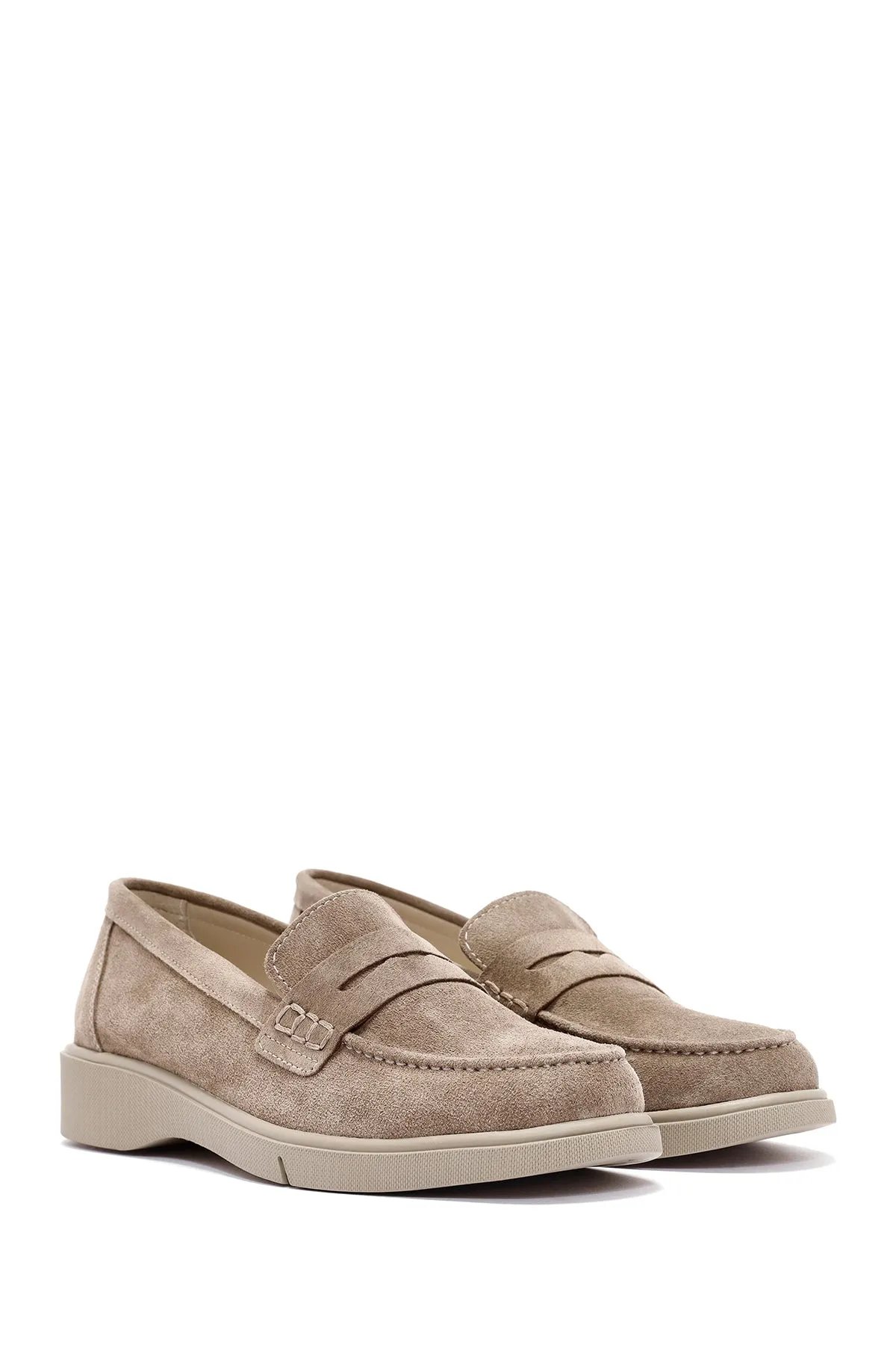 Kadın Vizon Süet Deri Comfort Loafer