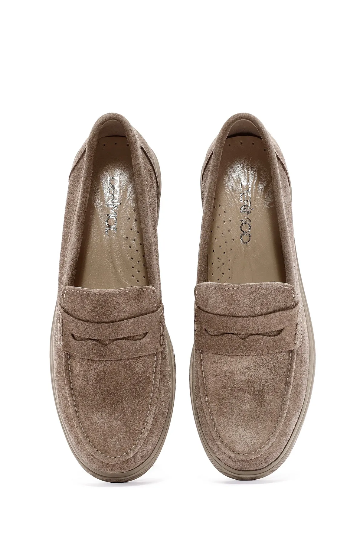 Kadın Vizon Süet Deri Comfort Loafer