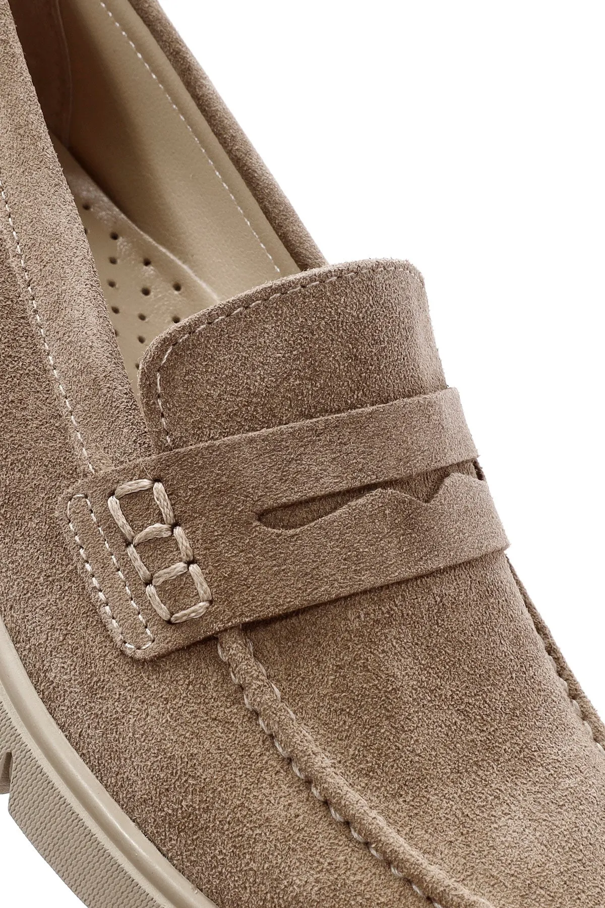Kadın Vizon Süet Deri Comfort Loafer
