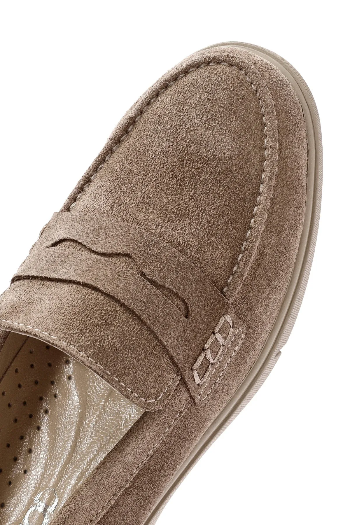Kadın Vizon Süet Deri Comfort Loafer